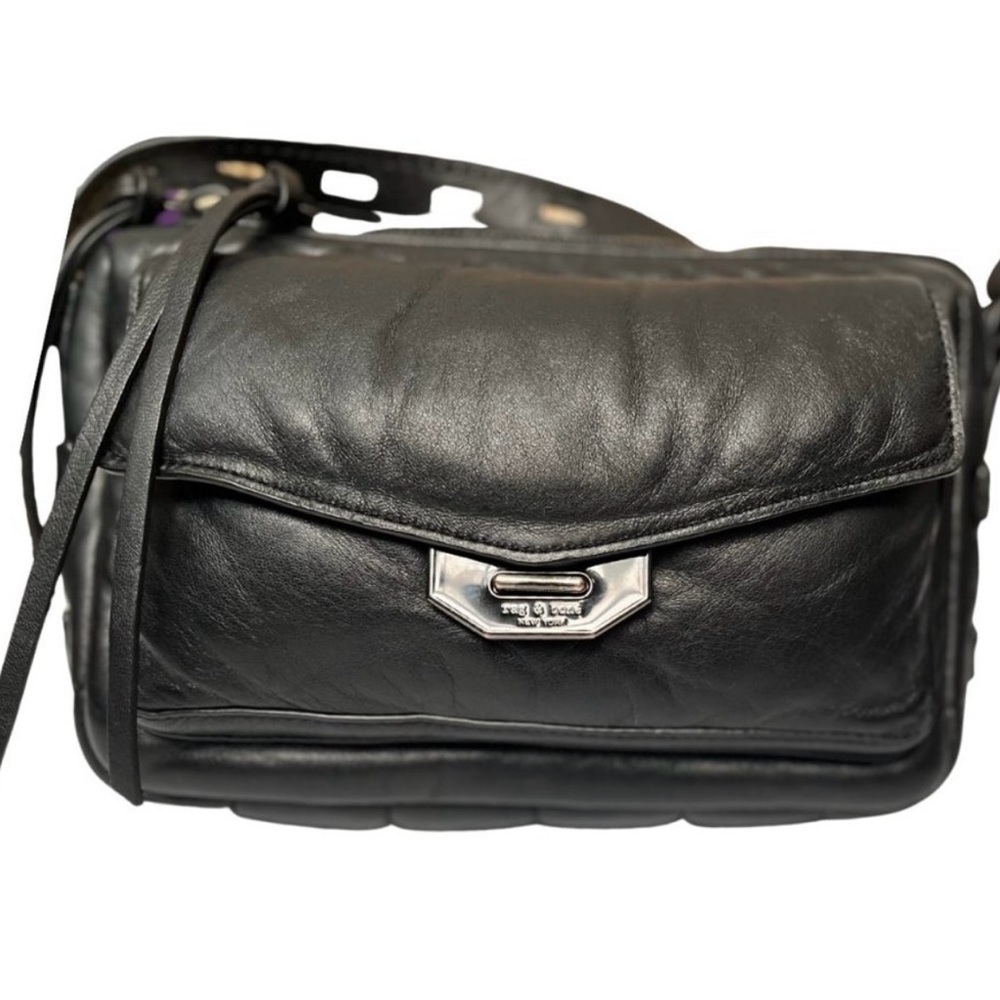 Rag & Bone Black small field messenger Puffer crossbody bag